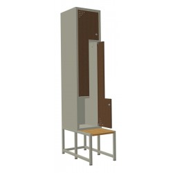Стальной шкаф для одежды с дверцами в форме „L” - пара дверей, с лавкой