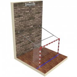 Профессиональные, алюминиевые, усиленные ворота для гандбола, поднимаемые на стену при помощи электрического привода