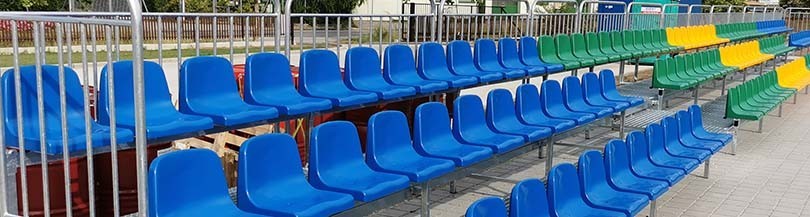 Стационарная трибуна для спортзалов с пластиковыми сиденьями
